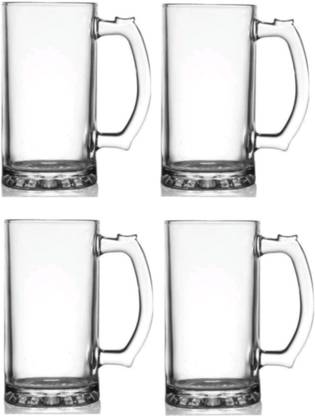 MDNSHO Stylist Crystal Clear Beer with Handle in Freezer Safe Glass Material Glass Beer Mug