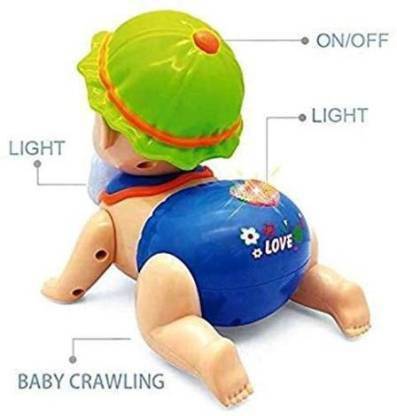 Pepino Best Quality Electric voice lightning crawling baby fun simulation baby cartoon toy Non-Toxic Learning & Educational Walking Baby Toy (Multicolor)