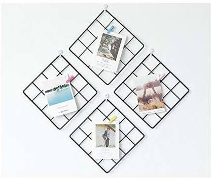 EzzuCrafts Multifunction Metal Grid Wall Mounted Ins Mesh Art & Craft Photo Display Organizer Panel, Memo Bulletin Board (20 x 20 cm (3 Piece)) 20 inch wall