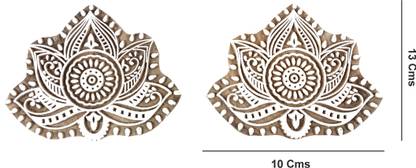 Global Art Traders Wooden Handcrafted Indian Fabric Printing Block - Flower Design Blocks (Set of 2) Wooden Carved Textile Printing Stamp – Saree, Bed Sheet Print Block – Clay Art Block Printing Blocks