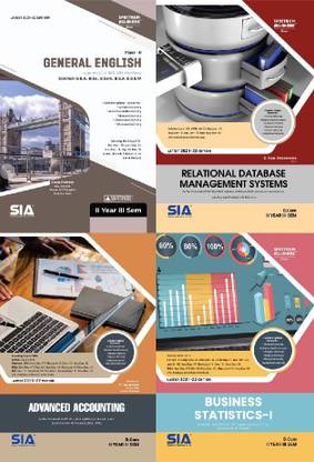 B.com (Computer Application) II-Year III-Sem (Set Of 4 Subjects) General English, Relational Database Management Systems, Advanced Accounting, Business Statistics-I, As Per The Latest (2019-20) CBCS Syllabus Of O.U, Latest Edition-2021-22