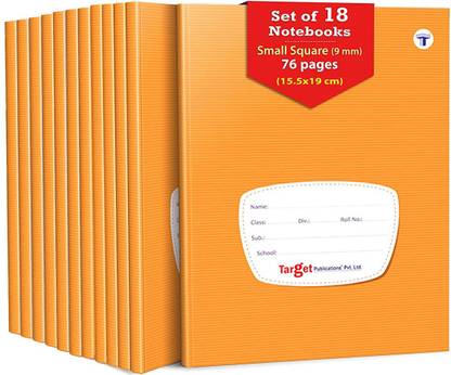 Target Publications Small Square Ruled Notebooks | Square 9 mm | 76 Ruled Pages | Hard Brown Cover | 15.5 cm x 19 cm Approx | Maths Exercise Small Grid Notebooks | Pack of 18 Books | Regular Notebook Ruled 1368 Pages