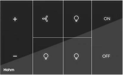 Polycab Hohm Vivere 4 Module WiFi Smart Integrated Black Glass Touch Switch (3 On/Off Control +1 Fan Control), Works with Alexa, Hohm Mobile App, IR Remote Control Smart Switch