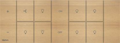 Polycab Hohm Vivere 8 Module WiFi Smart Integrated Wooden Material Touch Switch (5 On/Off Control +1 Fan Control+2 Dimmable Points), Works with Alexa, Hohm Mobile App, IR Remote Control Smart Switch