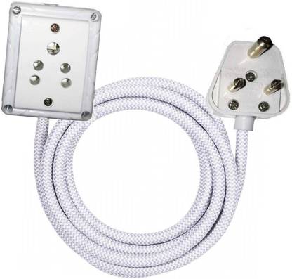 Lucknow Crafts 6A 1 Sockets Power Extension with Wire Cloth Corded, Anchor Socket and Plug With (10 Meter Wire) 1  Socket Extension Boards