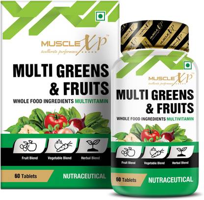 MuscleXP Multi Greens & Fruits Multivitamin with Vegetable & Herbal Blend - 60 Tablets