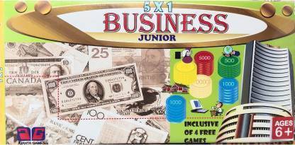 Sirgan Games 5 in 1 Business Junior The classic property trading game (inclusive of 4 free games) Board Game Accessories Board Game Board Game Accessories