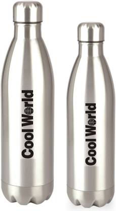 Nabhya Combo 2pc Cool World Thermo Steel Hot and Cold Vacuum Bottle 500ml,and 750 ml Flask