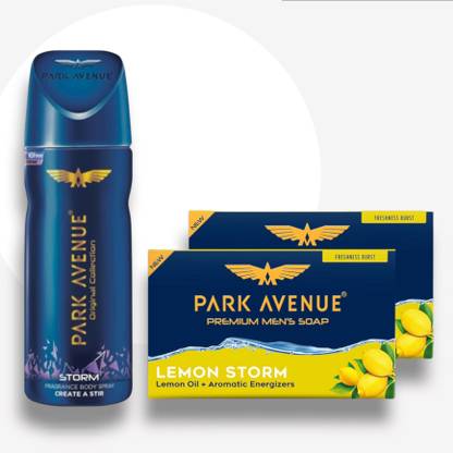 PARK AVENUE Combo Set (1 Storm Deodorant Spray 150ml And 2 lemon Storm Soap