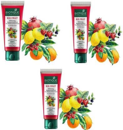 BIOTIQUE Bio Fruit Whitening & Depigmentation Face Pack 50ml x 3pec =150ml