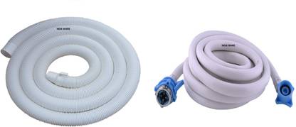 NEW WARE Washing machine Hose Inlet pipe With Outlet Pipe For Drain/Extension/Outlet Hose Pipe For Drain/Extension/Outlet Hose Pipe For Top Loading Fully Automatic Washing Machine Pipe (Inlet+Outlet Combo) Size-Both 5 Meter Hose Pipe