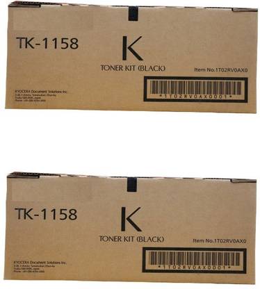 FINEJET TK-1158 Black Toner Cartridge for Kyocera ECOSYS P2235dn P2235dw(pack of 2) Black - Twin Pack Ink Cartridge