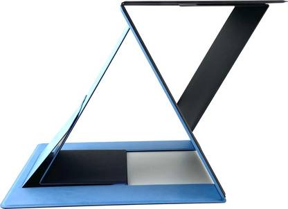 Moft Portable Foldable Laptop Stand for Bed,Office, Home Non Sticky anti skid stand Z 5-in-1 Sit-Stand Desk Adjustable Stand, Portable & Foldable Laptop Stand, Perfect for Bed,Office, Home and Table and Non Sticky and anti skid stand for Laptop (Blue) Polypropylene Floor and Desk Stand Rotatable Laptop Stand with Adjustable Height Compatible with Universal Laptops
