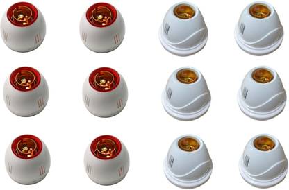 JELECTRICALS Red Ring Bulb Holder and White Fancy Bulb Holder Pack of 12 Plastic Light Socket