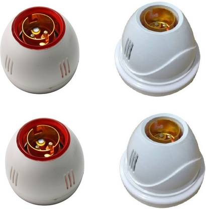 Electro Factory Red Ring Bulb Holder and White Fancy Bulb Holder Pack of 4 Plastic Light Socket