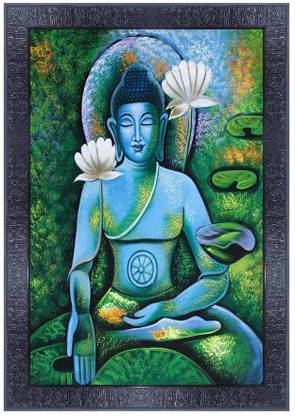 pnf Buddha Art Frames with Acrylic Sheet (Glass)6076 Digital Reprint 14 inch x 10 inch Painting