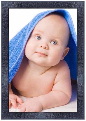 pnf New born Baby Frames with Acrylic Sheet (Glass)-0817-baby Digital Reprint 14 inch x 10 inch Painting