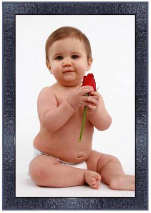 pnf New born Baby Frames with Acrylic Sheet (Glass)-0300-baby Digital Reprint 14 inch x 10 inch Painting
