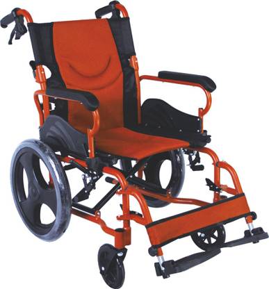 EASYCARE Portable Aluminum Wheelchair with Locking Hand Brakes, 16” Rear Wheels, Foldable Backrest Capacity 100 Kgs) Manual Wheelchair