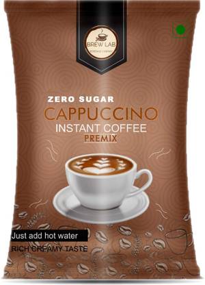 Brew Lab Instant Cappuccino Coffee Premix with Zero Sugar | 3 Steps Preparations- No Equipment Required | Vending Machines Sugar Free Premix Instant Coffee