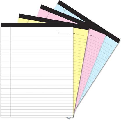 twinster Notepad For Office,Premium Quality 70 GSM Paper Legal/Wide Pad (Set of 4 Colors) A4 Note Pad Ruled 50 Pages