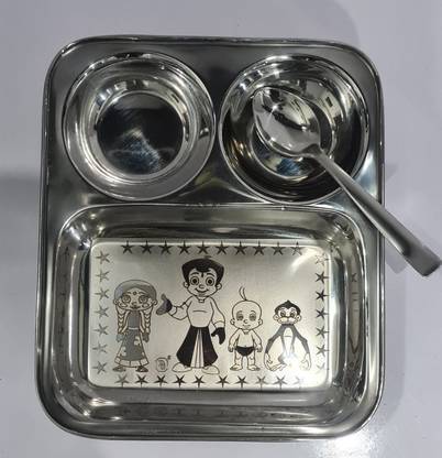 D S 9 Disposable Silver Coated Paper Plate (35 Pcs) Tray