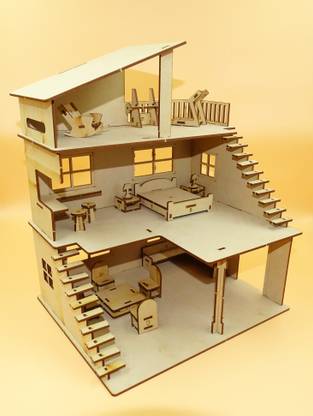 poksi DIY –DO IT YOURSELF DOLL HOUSE FOR KIDS – INCLUDES BEDROOM FURNITURE , DINING ROOM FURNITURE, DRAWING ROOM FURNITURE, GYM EQUIPMENTS| 108 PIECES DOLL HOUSE FOR GIRLS| BEST BIRTHDAY GIFT FOR GIRLS|RETURN GIFT FOR GIRLS