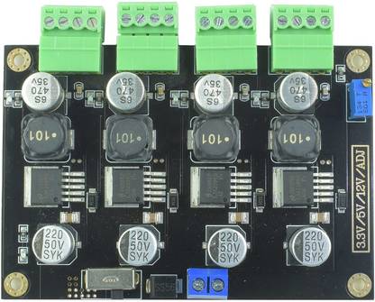 TRUSTECH DC-DC 5-40V to 3.3V 5V 12V ADJ Adjustable Step Down Voltage Regulator, LM2596 4-Way Multiple Output Switching Power Supply Module Board, 5A Buck Volt Converter Transformer Stabilizer Electronic Components Electronic Hobby Kit