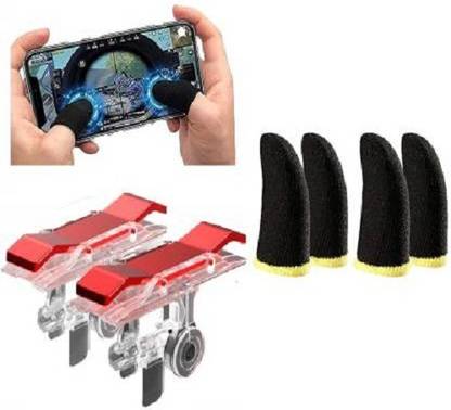 FREEFOX Gaming Trigger and finger sleeve combo pack for mobile pubg game/free fire/call of duty and all mobile games ( Multicolor, For Android, iOS)  Gaming Accessory Kit