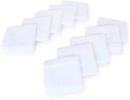 SHANK 100% Cotton WHITE Handkerchiefs Hanky For Men White Striped 22x22 King Size ["White","PLAIN"] Handkerchief