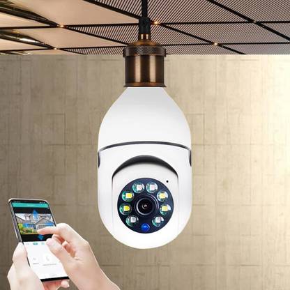 Bzrqx Ptz Bulb 1080p HD WiFi Camera Spy Human Motion Night Vision Remote Live Viewing Security Camera