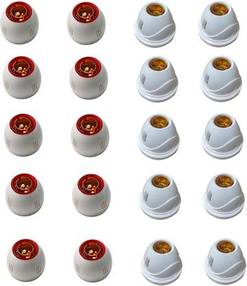 JELECTRICALS Red Ring Bulb Holder and White Fancy Bulb Holder Pack of 20 Plastic Light Socket