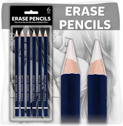 Definite Art 6 Pcs Non-Toxic Eraser Pencil ideal for Sketching, Drawing, Graphics Designs for technical and precision erasing Pencil