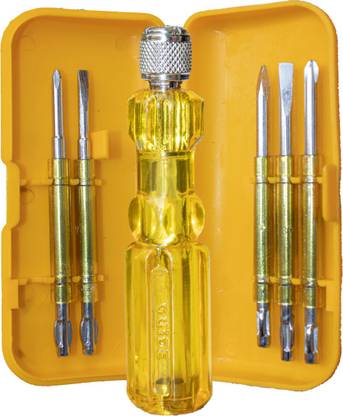 Guide Unbreakable Insulated Industrial Yellow Screwdriver Set Kit LINE TESTER ( 5 in 1) Combination Screwdriver Set