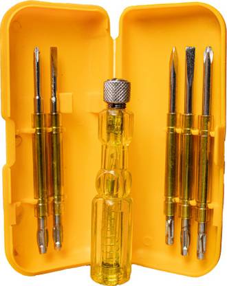 Guide Unbreakable Insulated Domestic (Yellow) Kit LINE TESTER ( 5 in 1) Combination Screwdriver Set