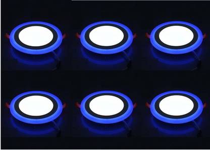 Online Generation 6W Ceiling Double Colour 3W White and 3W Blue Slim LED Round Panel Light (2 Year Warranty) - Pack of 06 Recessed Ceiling Lamp