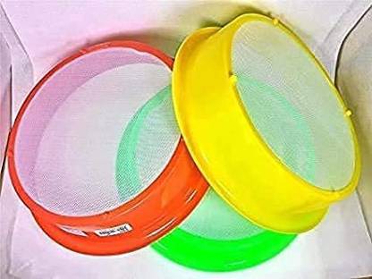 SM एक्सपोर्ट्स Plastic Flour Strainer Aata Chalni Small Atta CHALNI Sieves (Set of 3 Piece) स्ट्रेनर