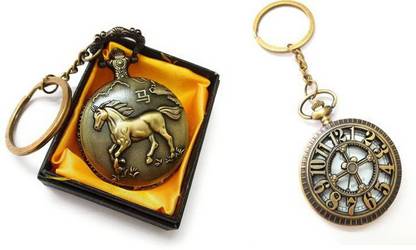 Daiyamondo Horse Cvrd With Vintage Timer Theme Designer Pocket Watch Vintage Clock Antique Metallic Keyring Key Chain Gandhi Style great key house Its denote india history art work With Key Ring for Men/Women. Key Chain best choice for gifting Key Chain Key Chain