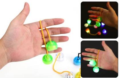 auramini YOYO finger spinner with LED light, Skillfull play toys move the LED light ball from each finger without touching the other, Spinner light finger toy, Pack of 1