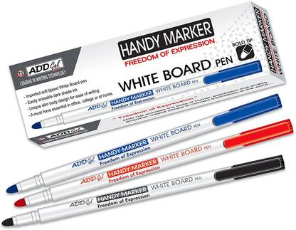 Add Gel Handy WhiteBoard Marker Pen Black Pack of 10 Pens
