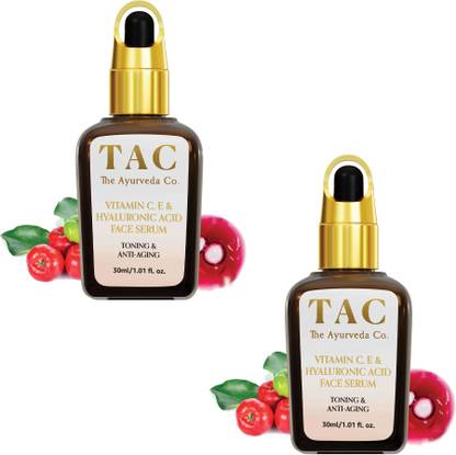 TAC - The Ayurveda Co. 10% Vitamin C Face Serum With 2% Hyaluronic Acid For Face Brightening and Glowing Skin | Highly Effective Vit C Serum For Men & Women