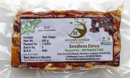Kitchen Jungle Seedless Dates (1KG) Pin Khajur Arabian Dates, Dates Dry Fruit Dates