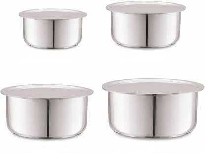 cello Triply Tope Tope Set with Lid 1 L, 1.5 L, 2.1 L, 3 L capacity 14 cm, 16 cm, 18 cm, 20 cm diameter