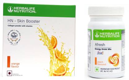 HERBALIFE H N Skin Booster Orange Flavor With Afresh Energy Drink Cinnamon Flavor Plant-Based Protein