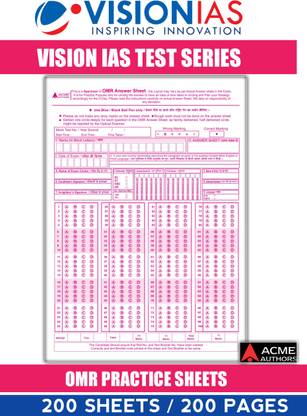 Vision IAS Test Series OMR Sheets For Practice UPSC Prelim 200 OMR Sheet Of 100 MCQ
