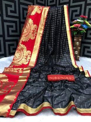 Checkered Fashion Cotton Blend Saree