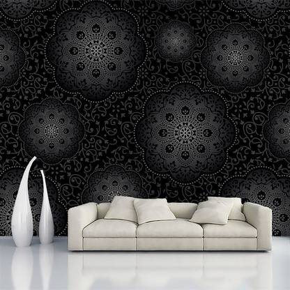 decorative india Vinyl Decorative Black, Grey, White Wallpaper