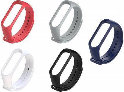 असोताई Best BUY Silicon Replacement Band/Strap for Xiaomi Mi Band 3 strap and Mi Band 4 Strap Watch band Silicone Strap (Not Compatible with Mi Band 1/2)- Combo -5 pack स्मार्ट बैंड स्ट्रैप