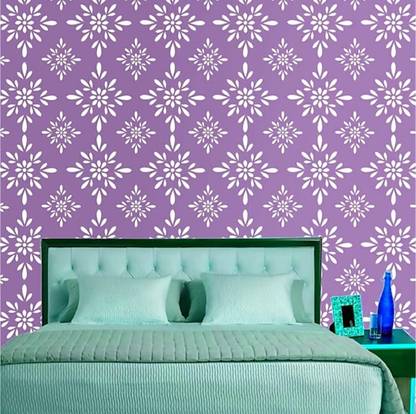 Aaradhya Collection Reusable DIY Designer PVC Wall Stencil Painting for Home Decoration (Floral Pattern, 16 x 24 inches) B2371 Wall Stencil Stencil