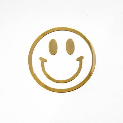 Metacrafto 3 cm Smile Gold Plated Metal Sticker or Electroplating Stickers For Mobile Phone, Laptop, Tablet, PC, Refrigerator, Note Book, Dairy, Gift Boxes, Switch Boards, Decoration & Functional Purposes or Any Flat Surfaces. Self Adhesive Sticker